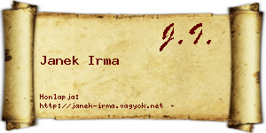 Janek Irma névjegykártya